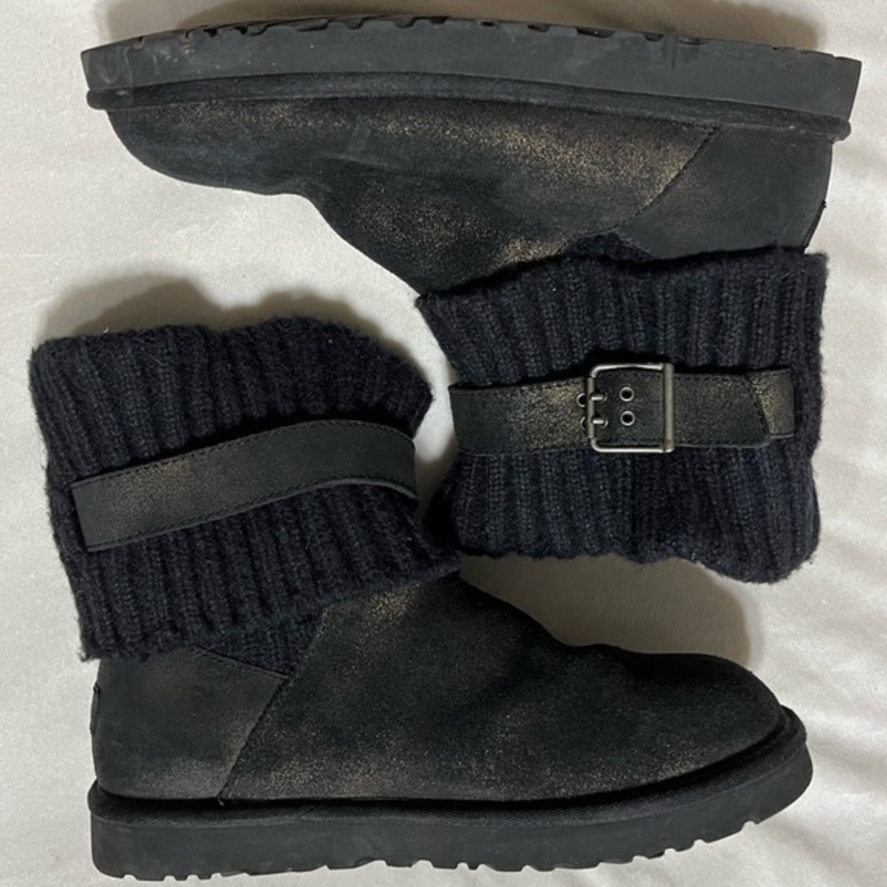 UGG CAMBRIDGE Women's Black Metallic Ankle Boots 10